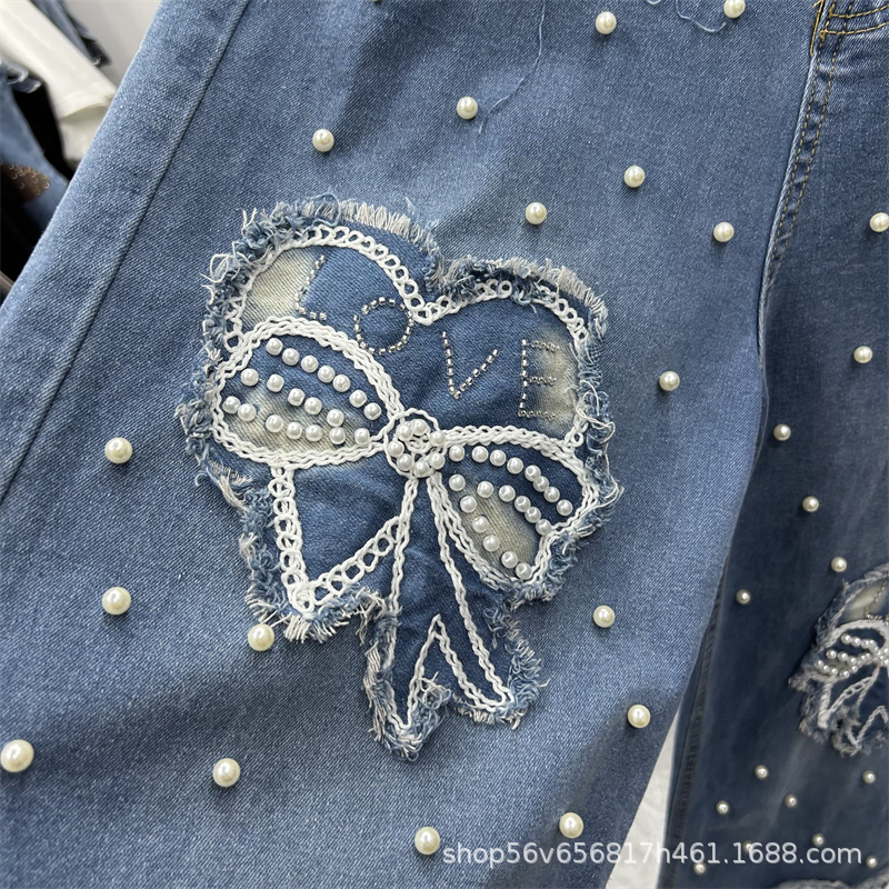 New Spring Summer Women Two-pi - Embroidery Jeans ulasan dan harga