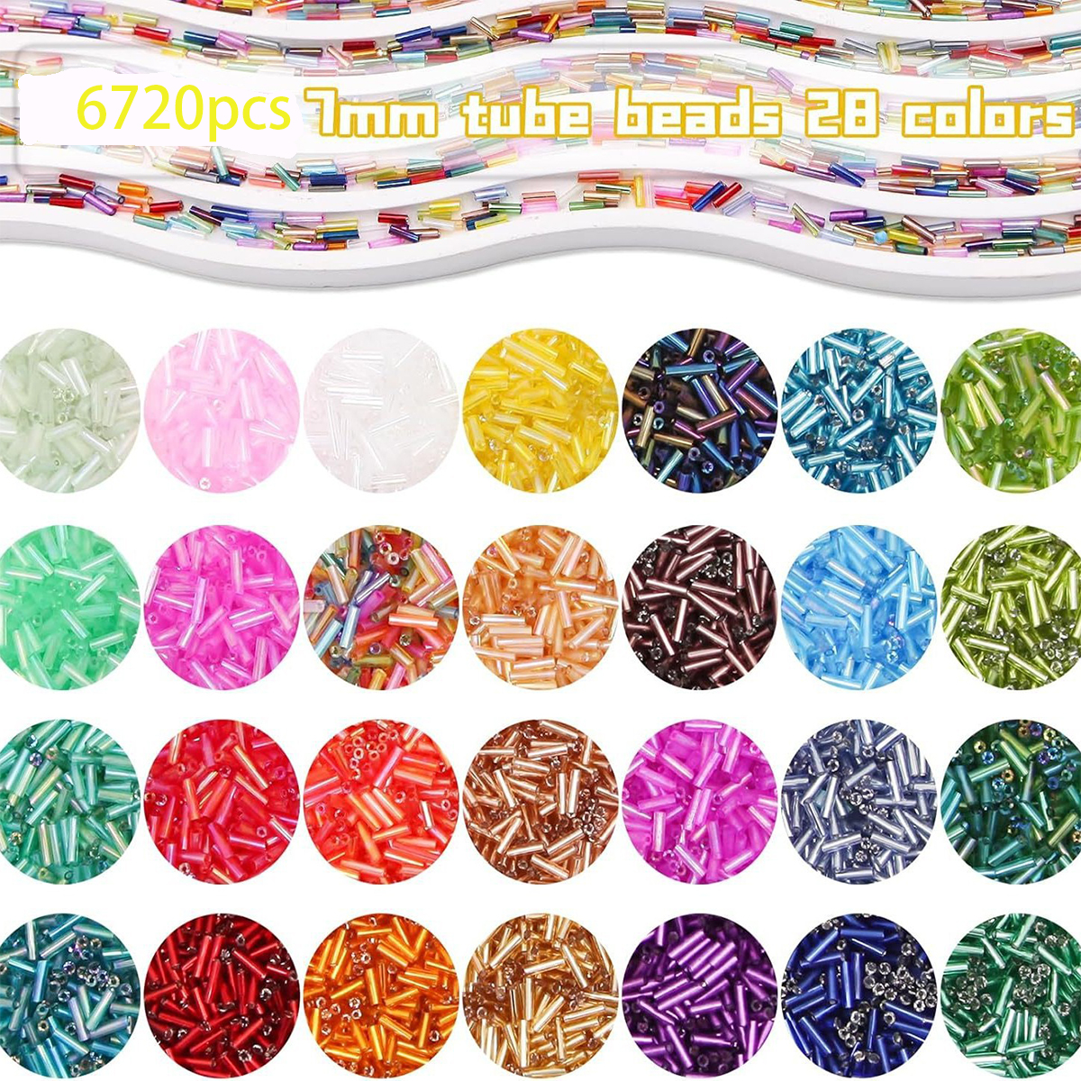 About 6720Pcs/Box 7mm 28 Color - Embroidery Glass Beads ulasan dan harga