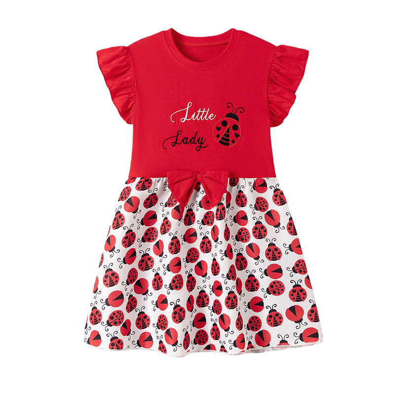 Short Sleeve Girls Dresses 2-7 - Embroidery Lady Bug ulasan dan harga
