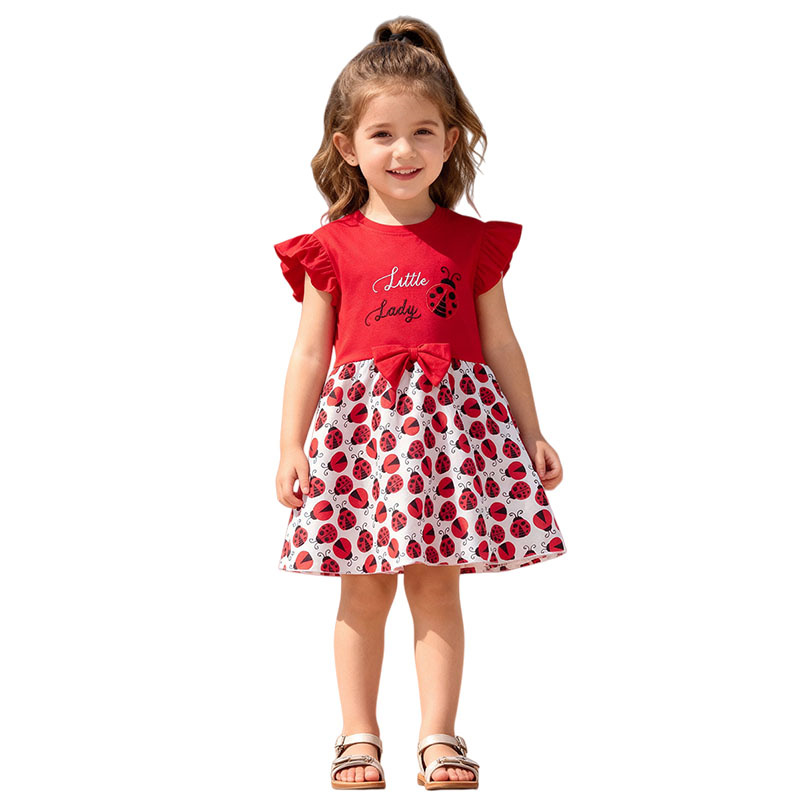 Short Sleeve Girls Dresses 2-7 - Embroidery Lady Bug ulasan dan harga