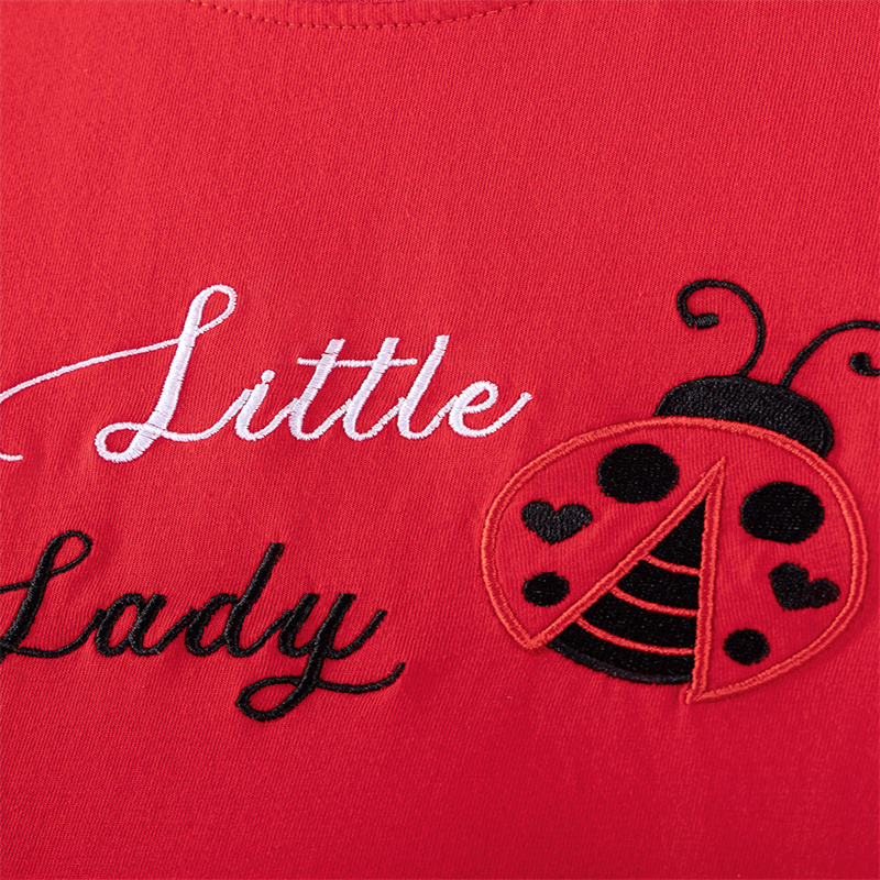 Short Sleeve Girls Dresses 2-7 - Embroidery Lady Bug ulasan dan harga