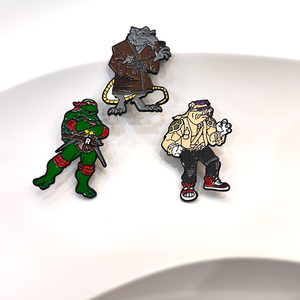 3pcs Vintage Ninja Turtles Pin - Embroidery Fish ulasan dan harga