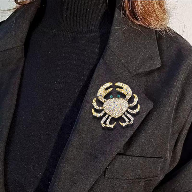 Fashion Rhinestone Crab Brooch - Embroidery Fish ulasan dan harga