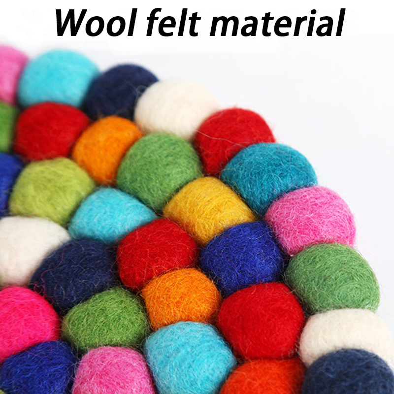 Colored Balls Woven Cup Mats W - Felt Sheet Wool ulasan dan harga