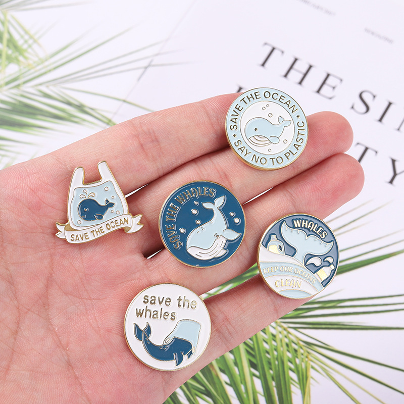 Cute Cartoon Whale Brooch Pins - Embroidery Fish ulasan dan harga