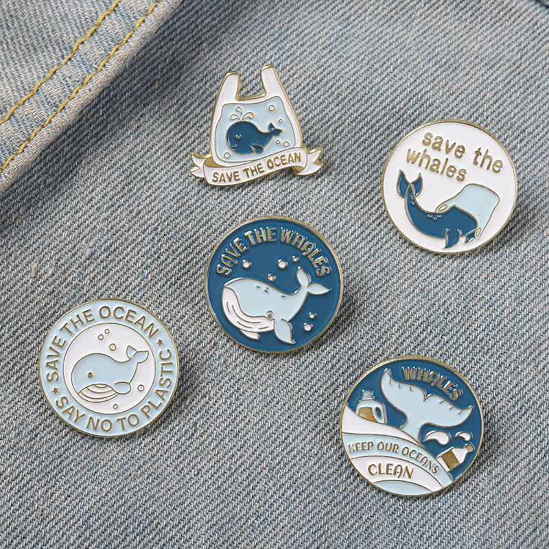 Cute Cartoon Whale Brooch Pins - Embroidery Fish ulasan dan harga