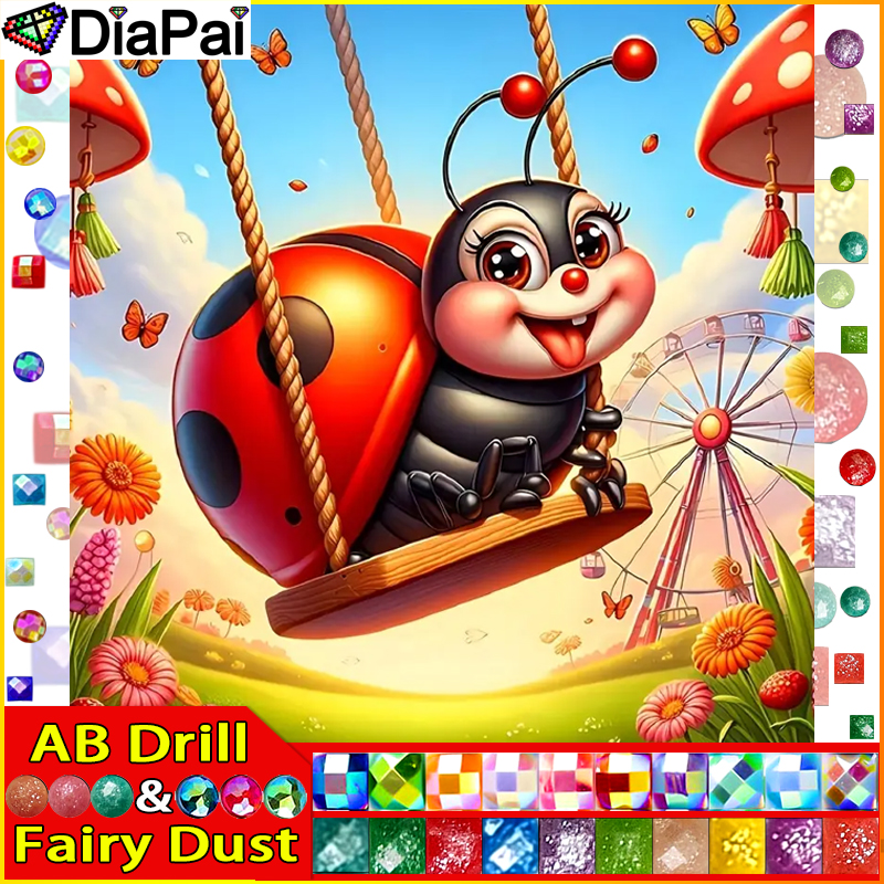 DiaPai Fairy Dust AB Diamond P - Embroidery Lady Bug ulasan dan harga