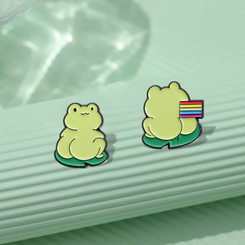 Cute Green Frog Enamel Pins Cu - Embroidery Fish ulasan dan harga
