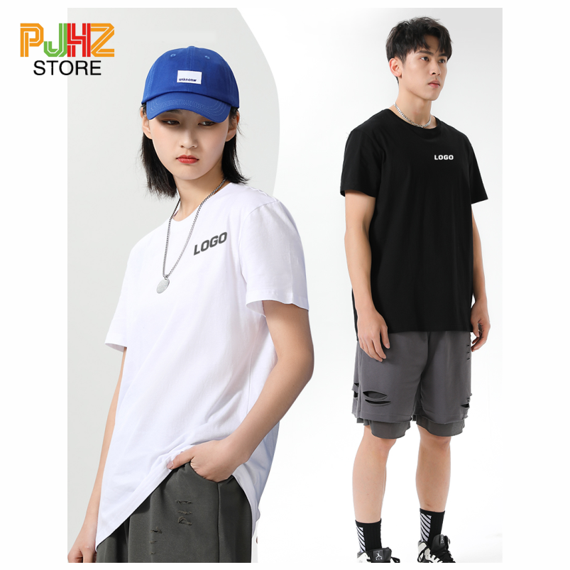 100% Cotton T-shirt Custom Log - Embroidery Design Logo ulasan dan harga